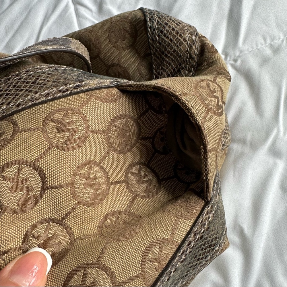 Michael Kors Monogram Snake Print Shoulder Bag - Picture 9 of 12